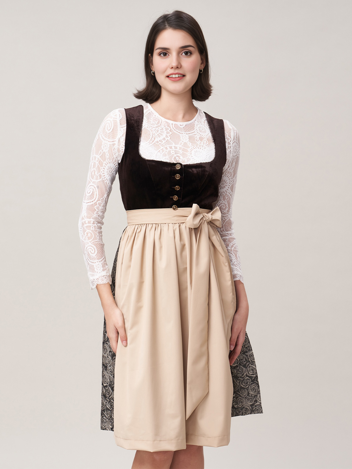 Modernes Dirndl in Braun