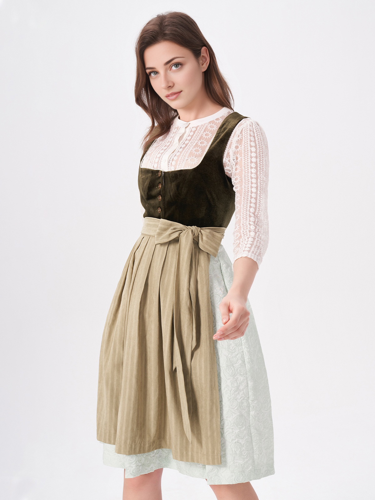 Dirndl dunkelgrün samt