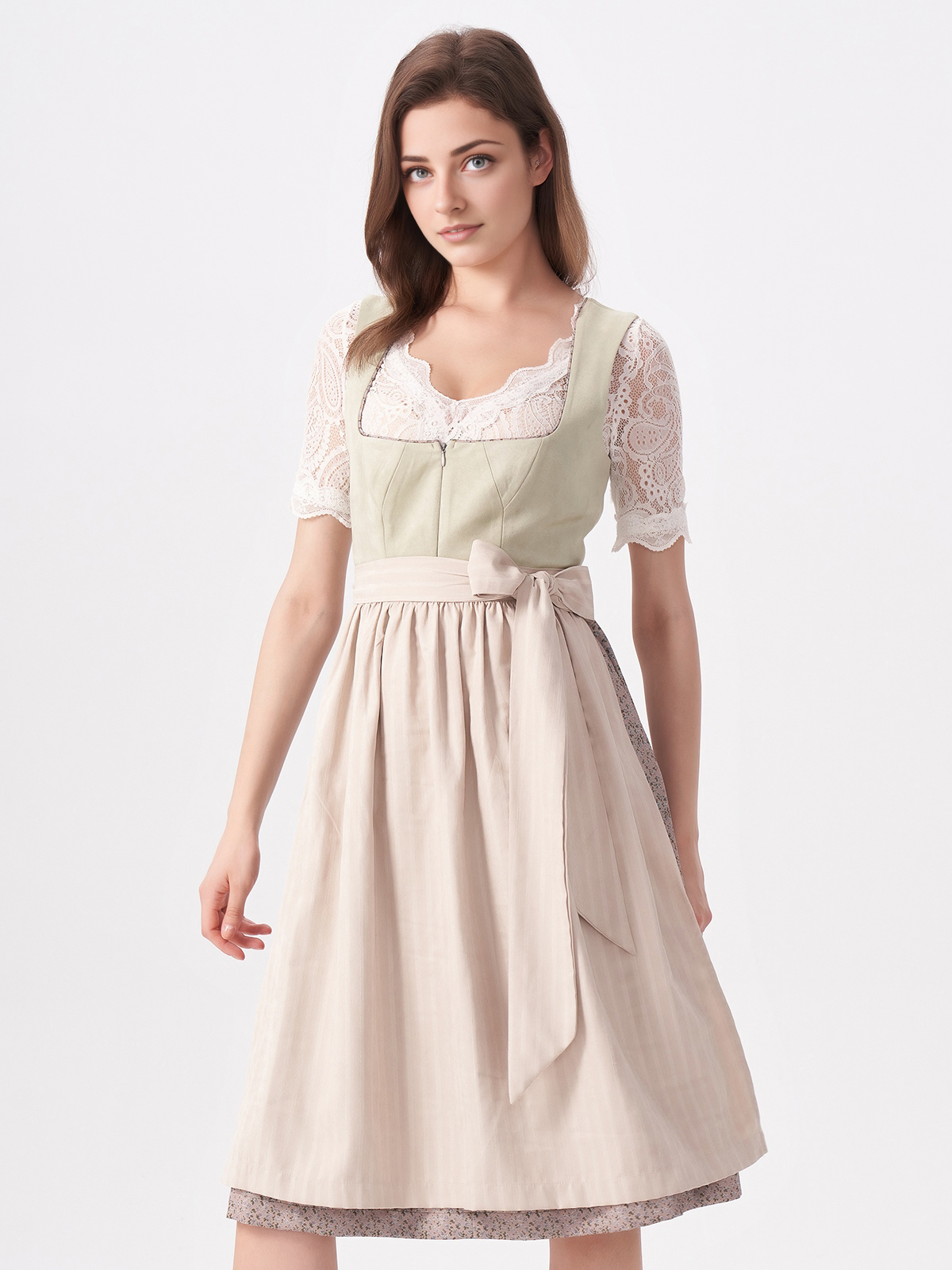Modernes Dirndl Kurzarm in Grün – perfekt für den urbanen Look