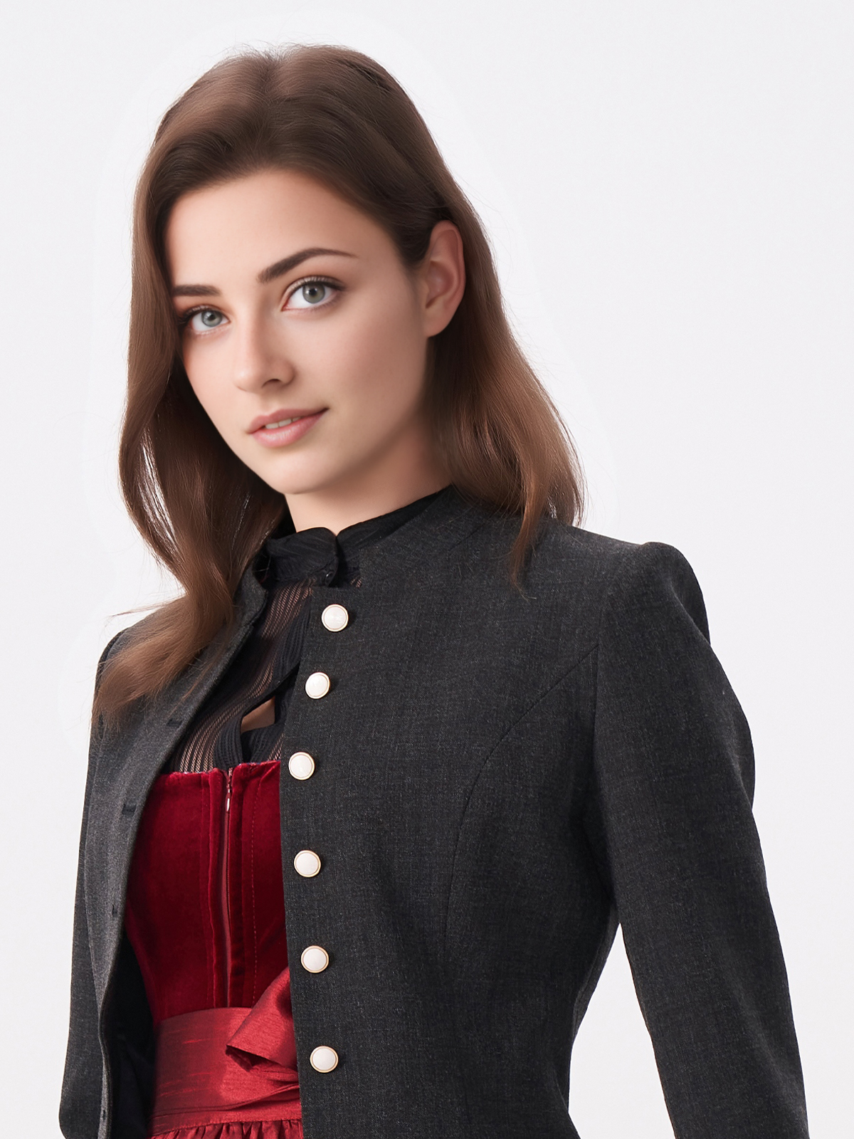 Perfekter V-Ausschnitt an einem eleganten Dirndl