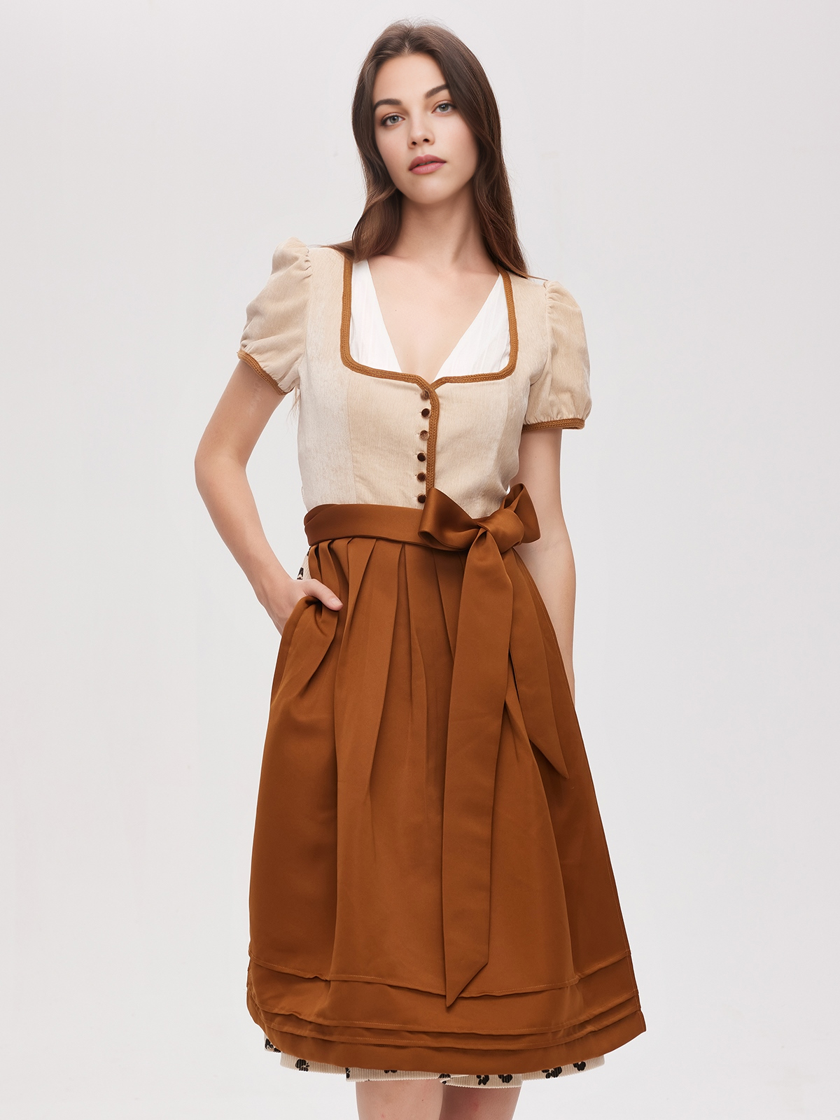 Modernes Dirndl in Grau-Blau